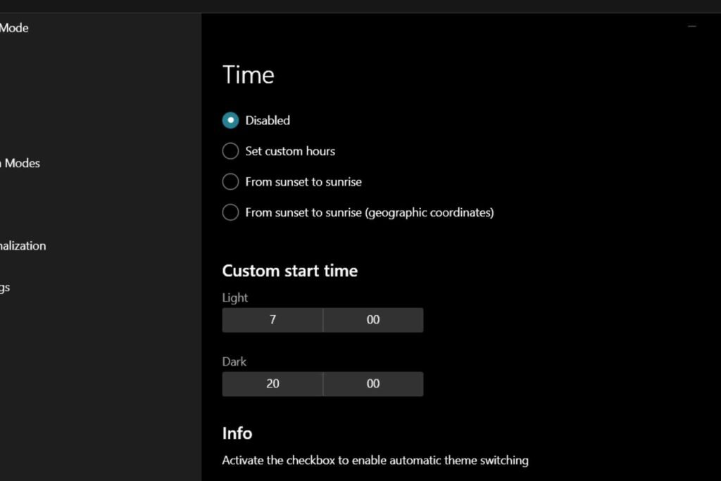 Choose Dark Mode or Toggle the Switch to Enable It
